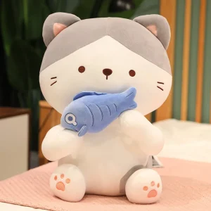 Pelúcia Gato Branco e Cinza